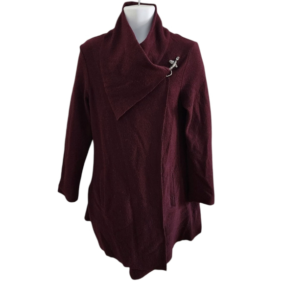 carré noir Sweaters - Carre Noir Wrap Wool Coat with Metal Closure - Women's